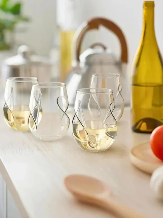 1 تشيس 1CHASE Set of 4 - Stemless Handcrafted Aeration Wine Glass 470ml